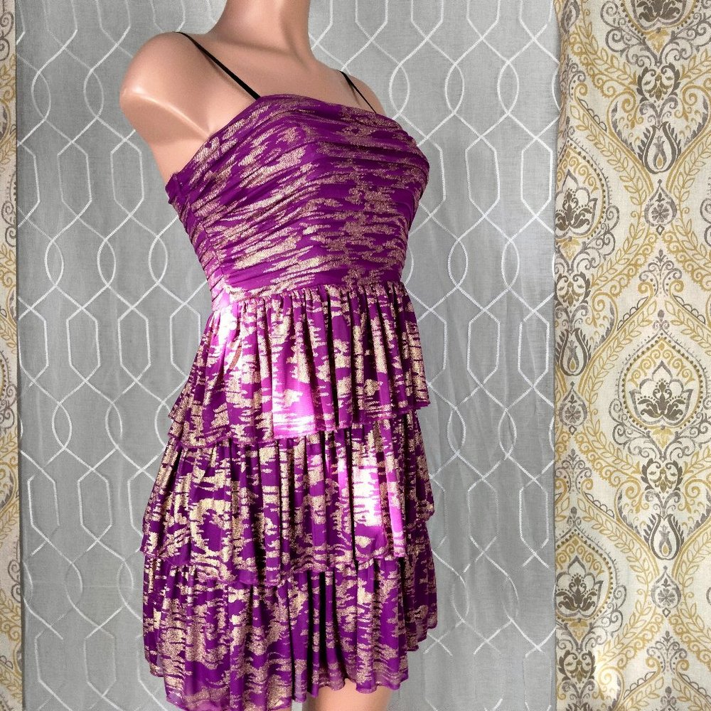 City Studio purple & gold strapless semi-formal dress. Size 5